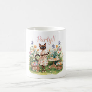 Påskfest för kattälskare med målade ägg kaffemugg