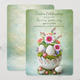 Påskfestinbjudan Blommiga Ägg Vår Elegant Inbjudningar