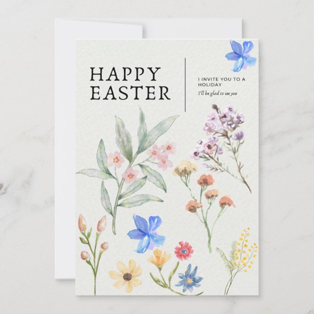 Påskfestinbjudan med blommotiv inbjudningar (Framsida)