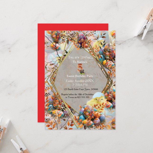 Påskfirande födelsedagsfirande inbjudningar (Fram/Back In Situ)