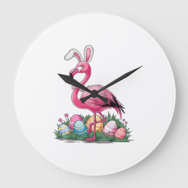 Påskflamingo T-shirt Stor Klocka (Framsida)