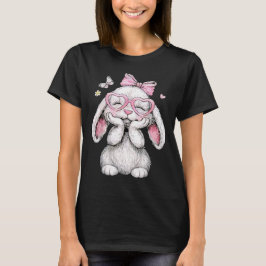 Påskflickor Söt kanin Ansikte Rosa Påsk Barn Ungdo T Shirt