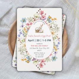 Påskfrukost med blommotiv & äggsökning inbjudningar