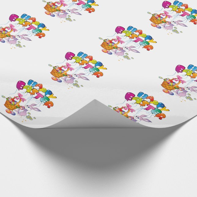 Påskgåvasjal/kanin med basketen med ägg presentpapper (Hörn)