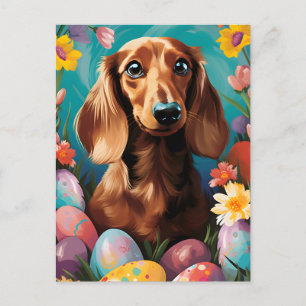 Påskglad Dachshund Vykort