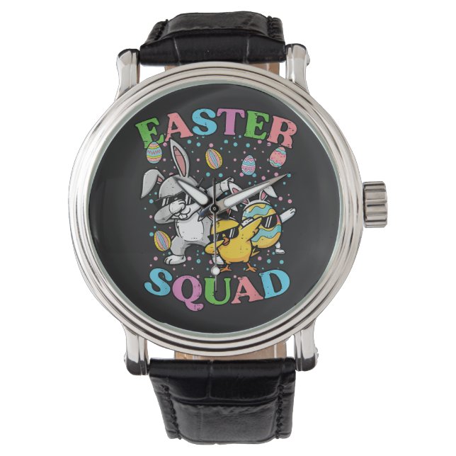 Påskgrupp Kanin Ägg Kyckling Dab Besättning Matcha Armbandsur (Framsida)