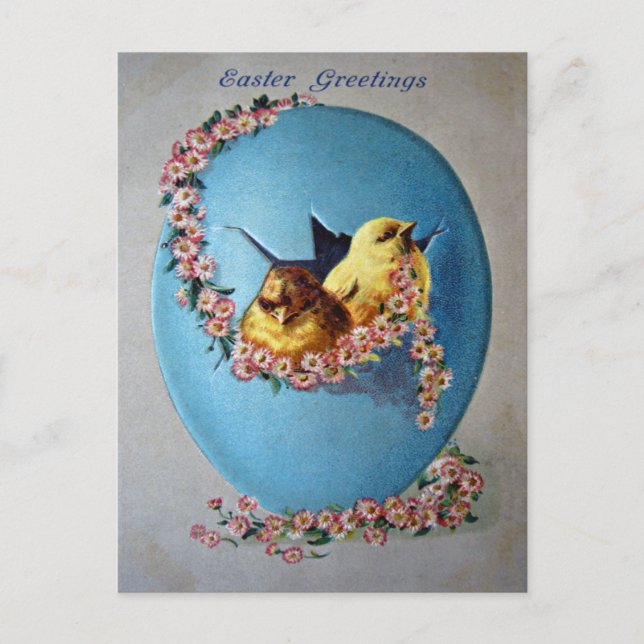 Påskhälsningar 1909 helg vykort (Framsida)