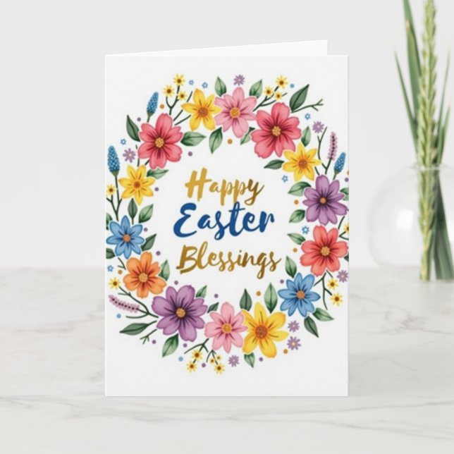 Påskhälsningar Blommig Kort (Framsida)