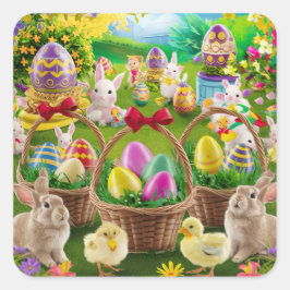 PÅSKHÄLSNINGAR FYRKANTIGT KLISTERMÄRKE