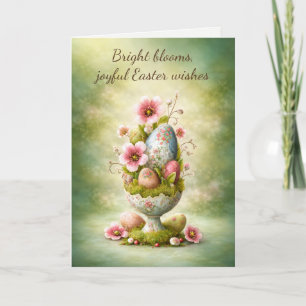 Påskhälsningskort Blommor Ägg Vårträdgård Tack Kort