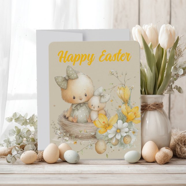 Påskhälsningskort dekorerat med blommor OSA kort (Skapare uppladdad)