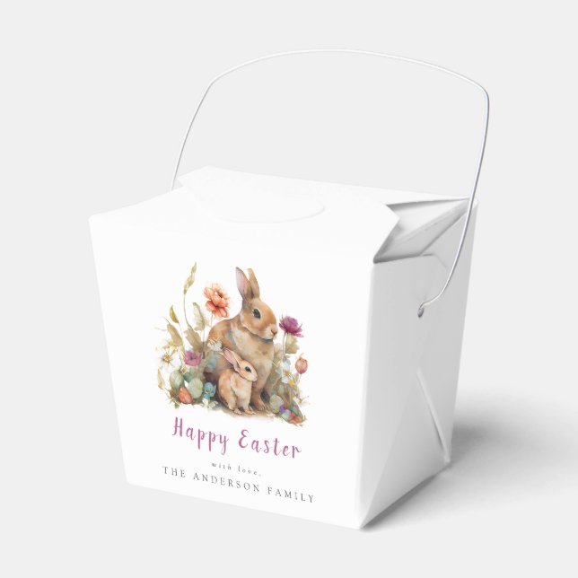 Påskharar med blommor presentaskar (Framsidan Sidan)
