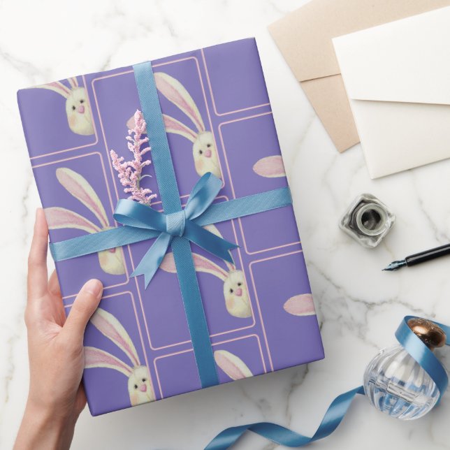 Påskharar på lila presentpapper (Gifting)