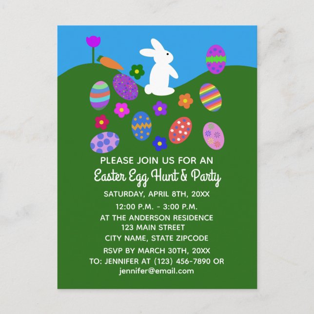 Påskhare #3 vykort för inbjudan (Framsida)