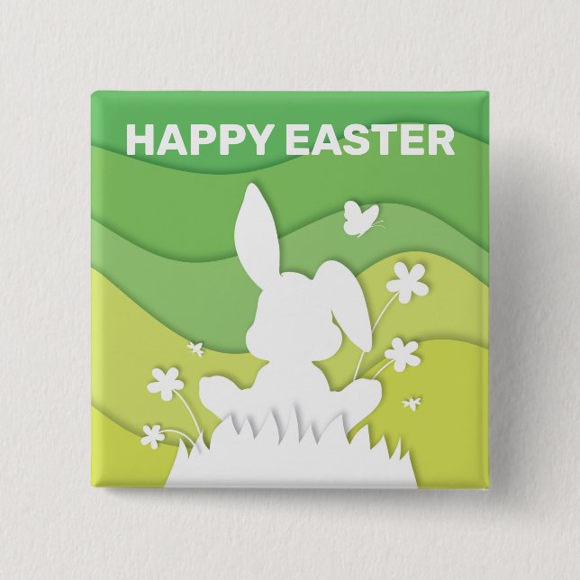 Påskhare 3D papper nedskärning av grönten vår Knapp (Framsida)