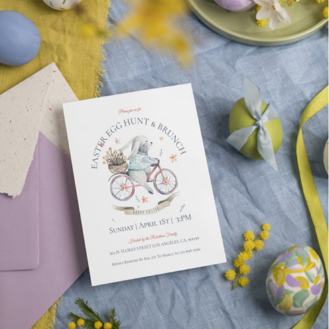 Påskhare, ägg-hun och påsk brunch inbjudan (Skapare uppladdad)