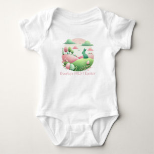 Påskhare Ägg liggande Grönt Rosa T Shirt