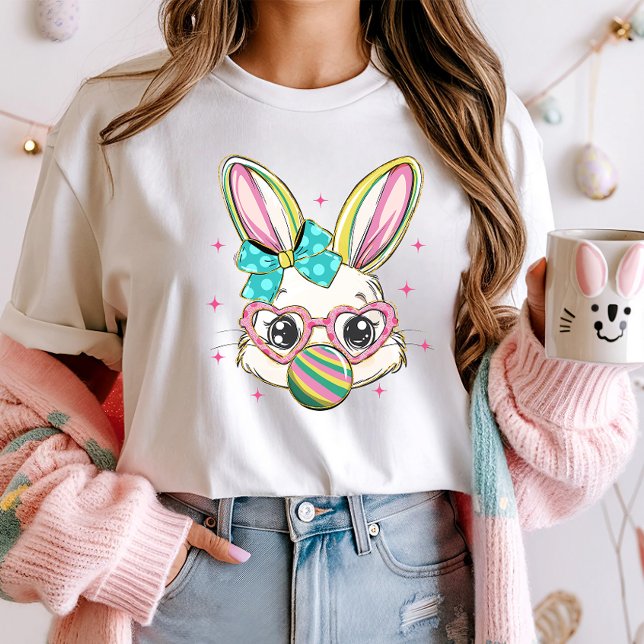Påskhare Ansikte med glas och bubbla T Shirt (Skapare uppladdad)