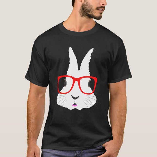 Påskhare Ansikte Shirt Hip hop Nerd Rabbit Eggs H T (Framsida)