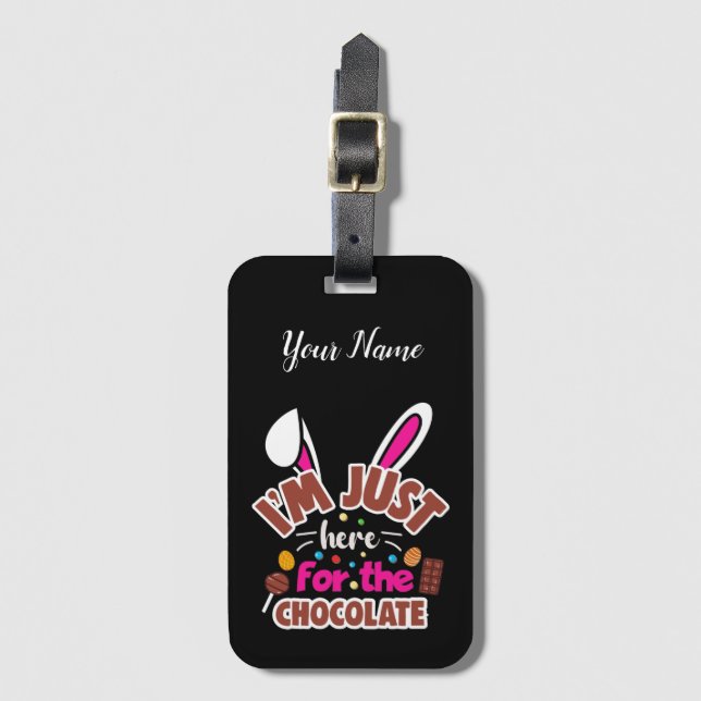 Påskhare att jag bara är här för chokladen bagagebricka (Framsida vertikal)