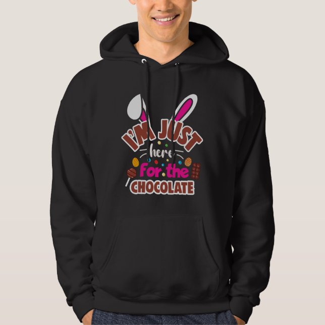 Påskhare att jag bara är här för chokladen hoodie (Framsida)