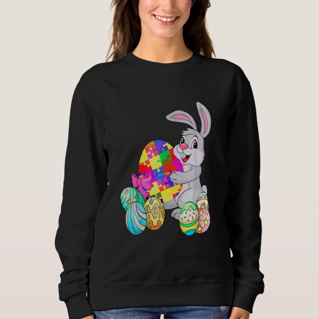 Påskhare Autism Mamma Lycklig Mors dag T Shirt (Framsida)