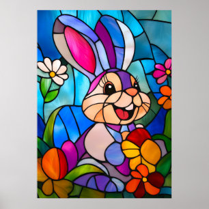 Påskhare av fastfärgat glas poster