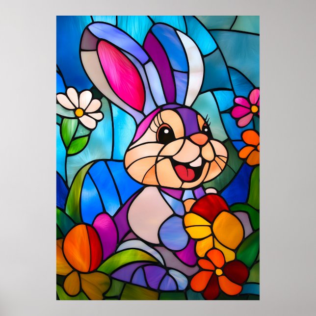 Påskhare av fastfärgat glas poster (Framsidan)