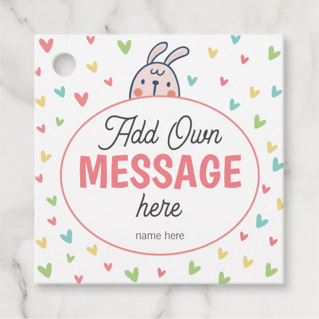 Påskhare Babykläder - Fläckfärgat hjärta Gåvor Etiketter (Framsida)