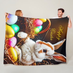 Påskhare Basket & ägg Fleecefilt