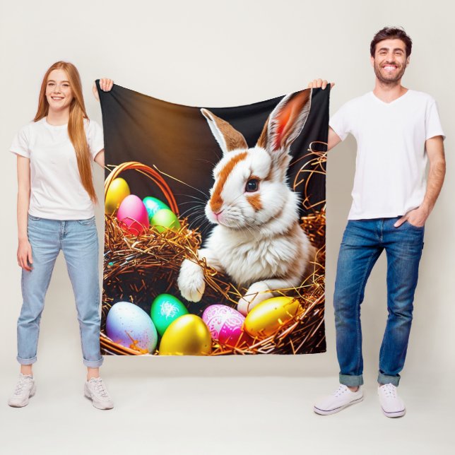 Påskhare Basket & ägg Fleecefilt (På plats)
