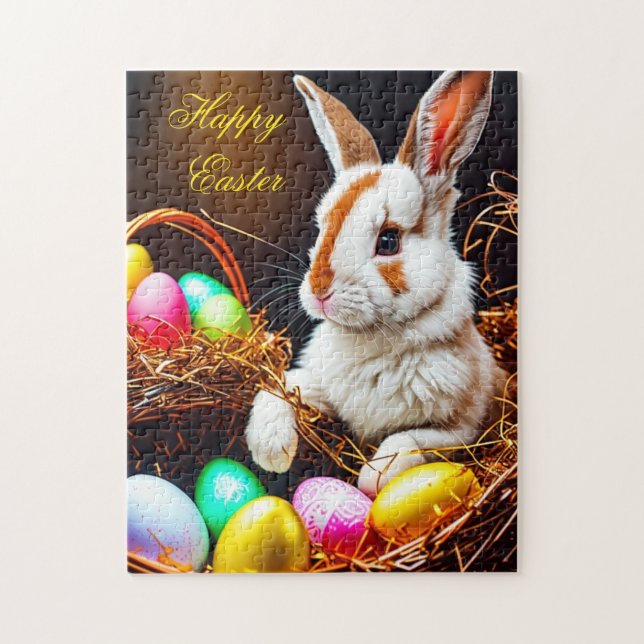 Påskhare Basket & ägg Pussel (Vertikal)