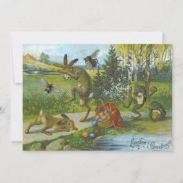 Påskhare Basket Färgad Ägggrog Inbjudningar