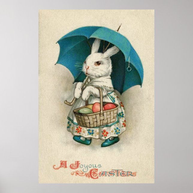 Påskhare Basket Färgad Egg Umbrella Poster (Framsidan)