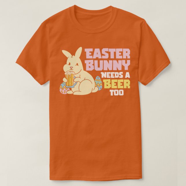 Påskhare Beer Drinking Helgdag Rabbit T Shirt (Design framsida)