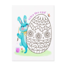 Påskhare blått kaninfärgningssidvykort