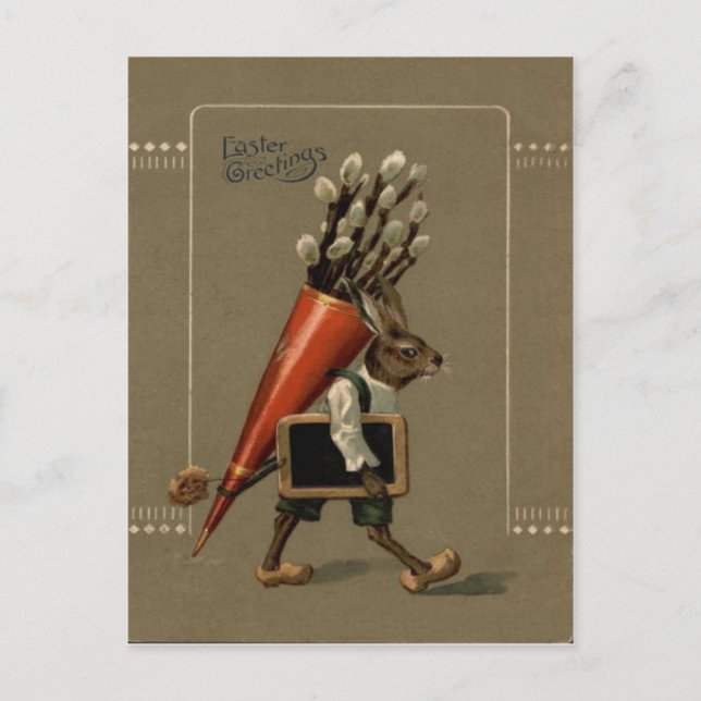 Påskhare blomma helg vykort (Framsida)