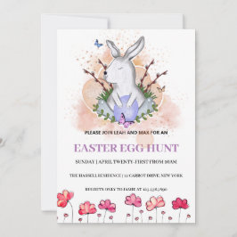 Påskhare, Blommigt Brunch Egg Hunt-inbjudan Inbjudningar