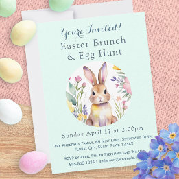 Påskhare Blommigt Egg Hunt & Brunch Inbjudningar