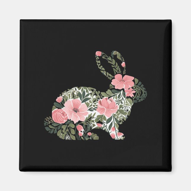 Påskhare Blommigt Rabbit Cute Bunny Kvinnor Magnet (Framsidan)