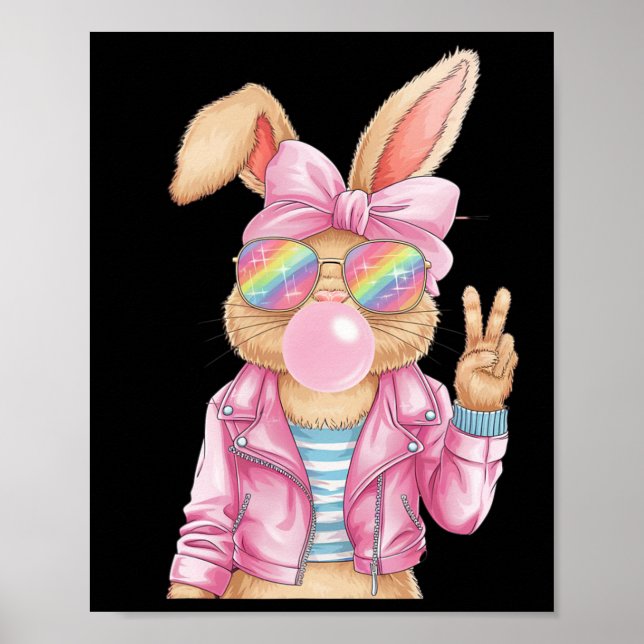 Påskhare Blowing Bubble Glad påsk Bunny Coq Poster (Framsidan)