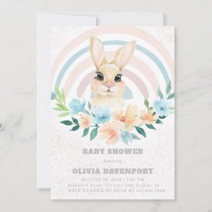 Påskhare Boho Rainbow Girl Baby Shower Inbjudningar