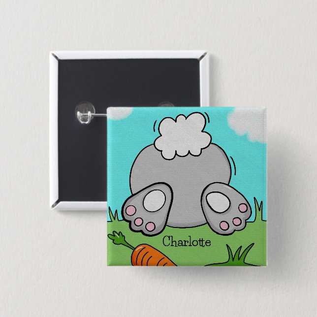 Påskhare Bum Cute Rabbit Personlig Knapp (Framsida & baksida)