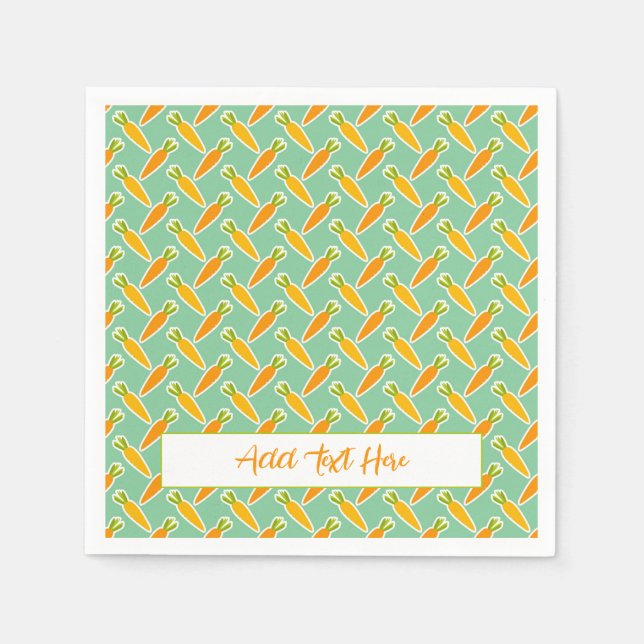 Påskhare Carrots Anpassningsbar Text Vår Garden Pappersservett (Framsidan)