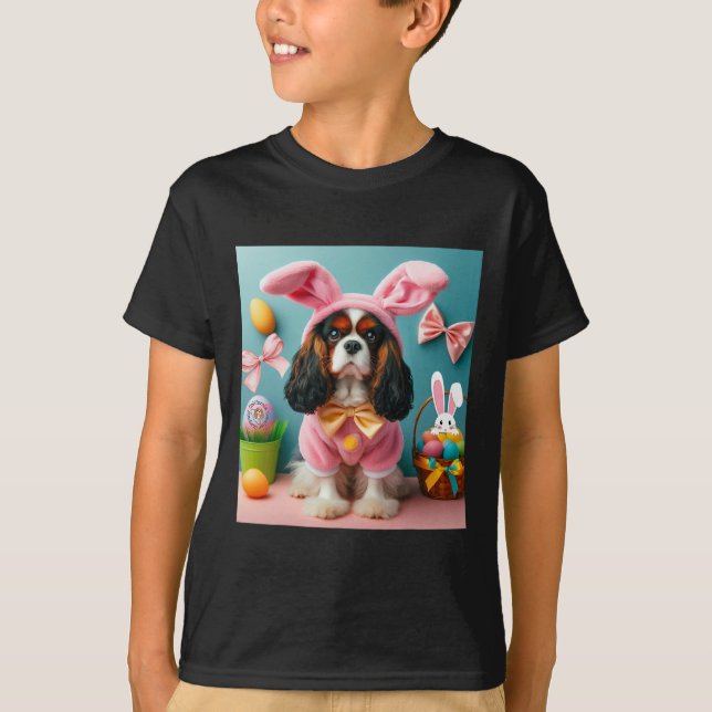 Påskhare Cavalier Kung Charles Spain T Shirt (Framsida)