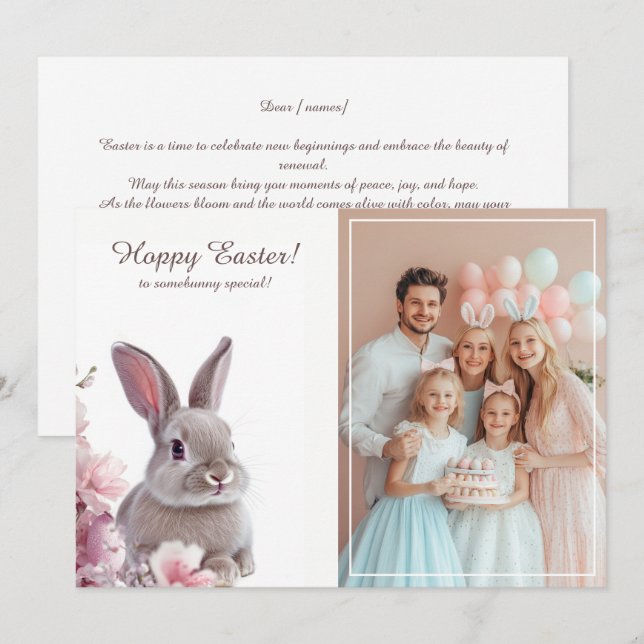 Påskhare Charm med foto Julkort (Fram/baksida)