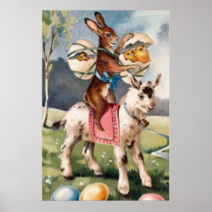 Påskhare Chick Färgad Målart Äggget Poster