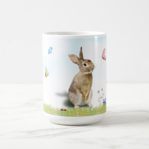 Påskhare Chick Nyckelpigor Butterflies Crocus Kaffemugg