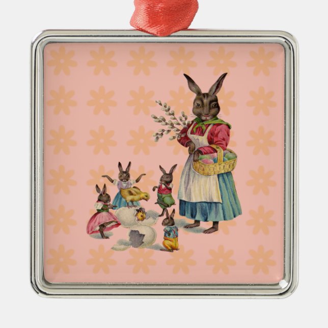 Påskhare Chicken Bunny Eggs Julgransprydnad Metall (Framsidan)