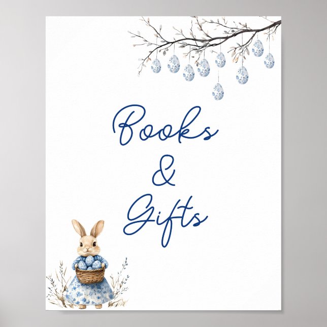 Påskhare Chinoiserie Baby Shower Bokar & Gifts Poster (Framsidan)